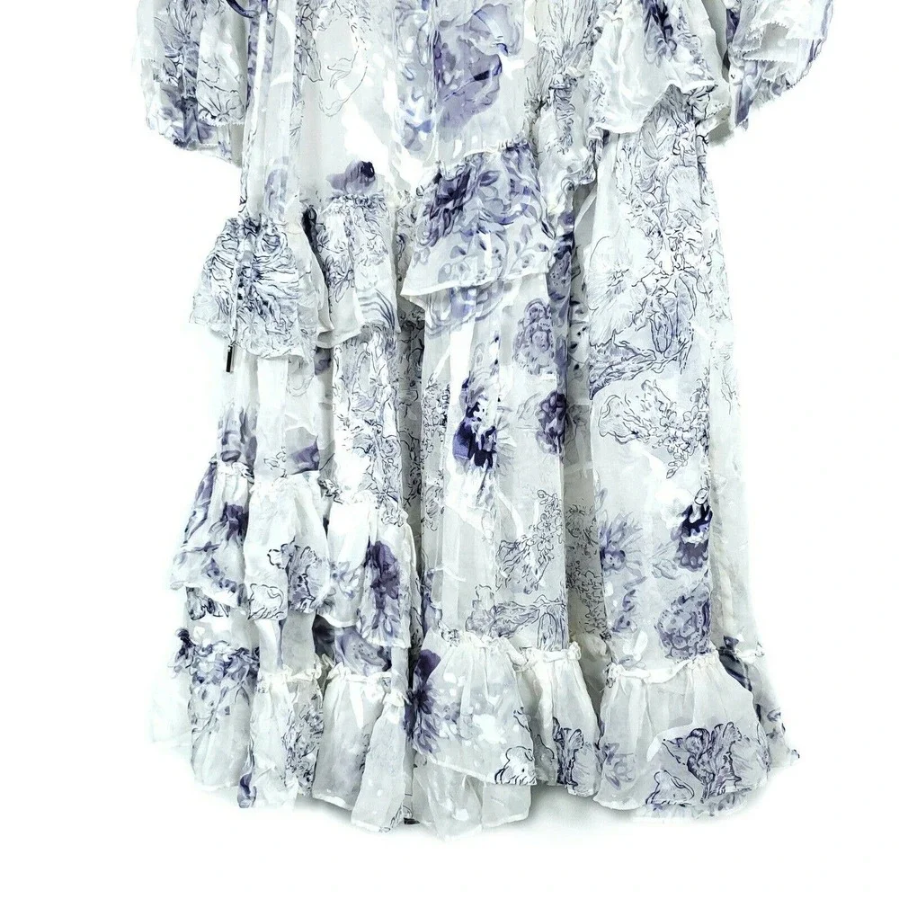 Reiss Floral Maxi Dress in White and Blue - Picture 5 of 8